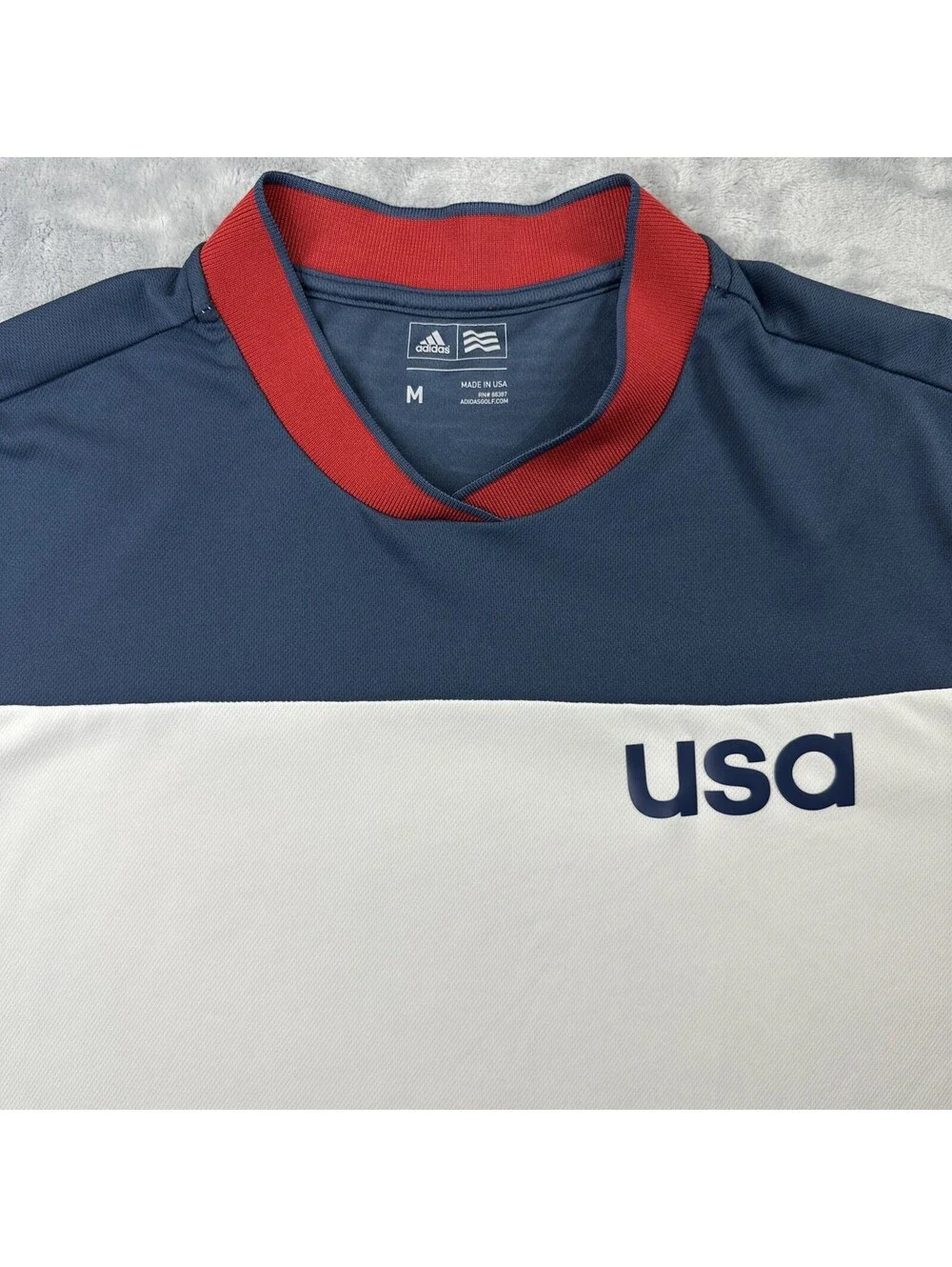 Adidas x USA Golf Shirt Mens Medium Red White Blue Olympic Team Colorblock Polo